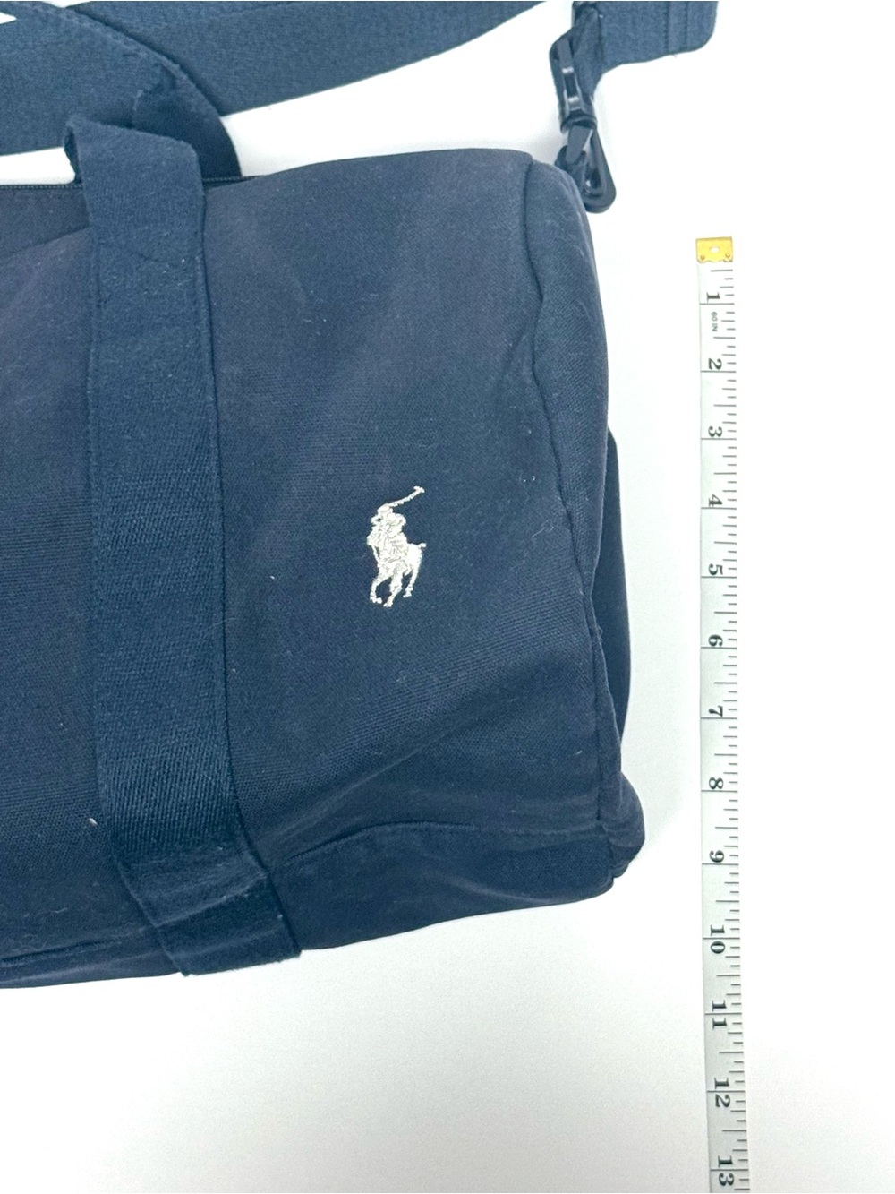 Polo Ralph Lauren Fragrance Duffel Bag Navy Blue Gym Overnight 20x13x10” - Picture 7 of 9